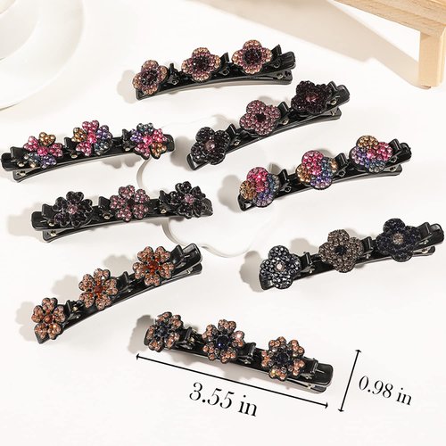 12PCS Sparkling Crystal Stone Braided Hair Clips for Women and Girls, Easily Braided Hair Clips Hair Bands, Shiny Rhinestone Hair Clip, Chopped Hairpin Duckbill Clips