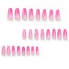 BAOYAALIN Press on Nails Medium Long Coffin Fashion Fake Glue on Nails with Ombre Purple Design for Women Girls Full Cover Artificial Acrylic False Stick on Nail for Daily Wear Wedding 24Pcs