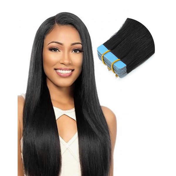 Missme Tape In Hair Extension Human Hair,14ins 20pieces 40g Tape On Hair Extensions 100% Real Remy Human Jet Black Hair For Women