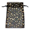 100-Pack 4x6 in Sheer Organza Gift Bags with Drawstring (Medium) - Metallic Stars (Black/Gold) - for Wedding Party Favors, Jewelry, Candy, Treats Mesh Pouch by The Display Guys