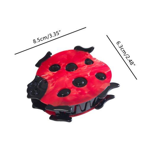 Novelty Ladybug Hair Clip,Acetate Claw Clips,Hair Clips for Women,Red
