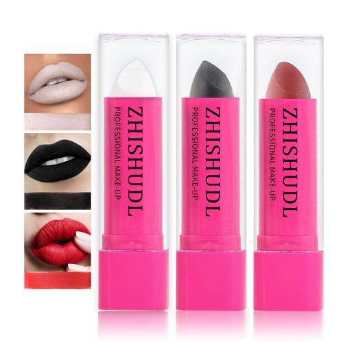ZHISHUDL 3PCS White Black Red Body Face Paint Eye Black Stick Professional Football Baseball Softball Matte Lipstick Face Painting Kit for Halloween Costume Clown Makeup