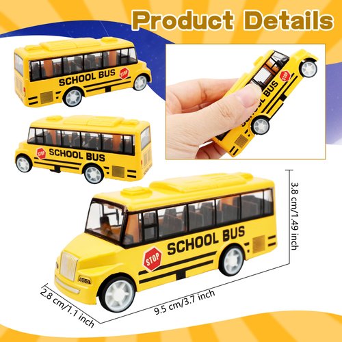 16 Pcs Yellow School Bus Pull Back School Bus Mini School Bus Toys for Toddlers Girls Boys Back to School Classroom Gift Party Favors