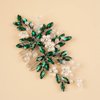 BERYUAN Wedding Pearls Crystal Rhinestone Hair Comb Pearls Crystal Flowers Bride Headpiece Dark Green Crystal Pearls Wedding Hair Accessories Handmade Wedding Hairband for Wedding Women and Girls