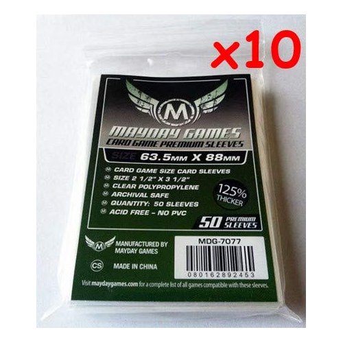 Mayday Games 7077 Clear Premium Card Sleeves 63.5x88 mm (10x50 Pack, 500 Sleeves)