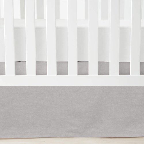 Lush Decor Baby Printed Linen Textured Solid Crib Skirt, Gray 52"L x 28"W + 16" Drop