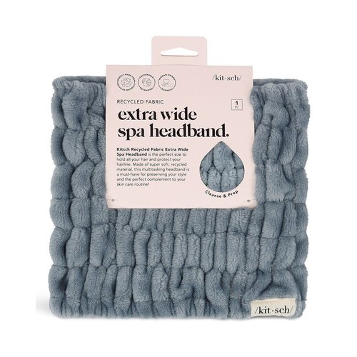 Kitsch Spa Extra Wide Facial Headband - Multipurpose Skincare Spa Headband for Washing Face - Makeup Headband & Skincare Headband for Women - Hair Band Ideal for Face Wash (Misty Blue)