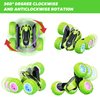 KKONES Remote Control Car, 2.4GHz Electric Race Stunt Car, Double Sided 360° Rolling Rotating Rotation, LED Headlights RC 4WD High Speed Off Road Gift for 3 4 5 6 7 8-12 Year Old Boy Toys (Green)