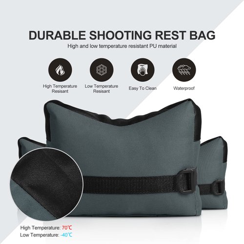 Twod Outdoor Shooting Rest Bags Target Sports Shooting Bench Rest Front & Rear Support SandBag Stand Holders for Gun Rifle Shooting Hunting Photography - Gray