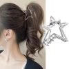Star Hair Clips Silver Metal Hair Accessories for Women Girls Elegant Shiny Five-Pointed Star Shape Hair Claw Clips Hairpins Strong Hold Nonslip Hair Clip for Thick or Thin Hair Goddess Look 1 Pcs