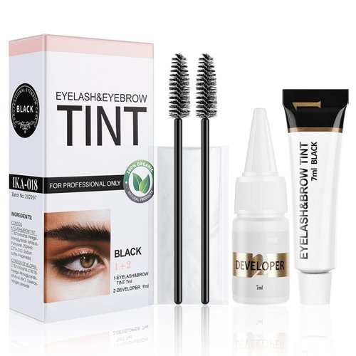 2 in 1 Lash & Brow Makeup Kit, Natural and Bushy Eyebrow Effect, for Small Areas Hair Coloring, Instant Results and Long Lasting, for Salon and Home Use 7ml (Black)