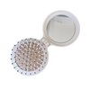 Tissting Hair Brush with Mirror, 7.5cm Round Mini Folding Comb Cute Bear Decor Pop Up Travel Cushion Hairbrush for Women Girls(White)