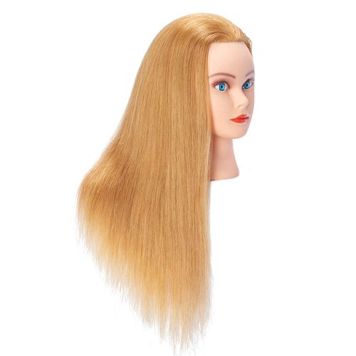 Hairlink 24-26'' Mannequin Head With Human Hair Styling Training Head Dolls for Cosmetology Manikin Maniquins Practice Head with Stand (6611W2718H)
