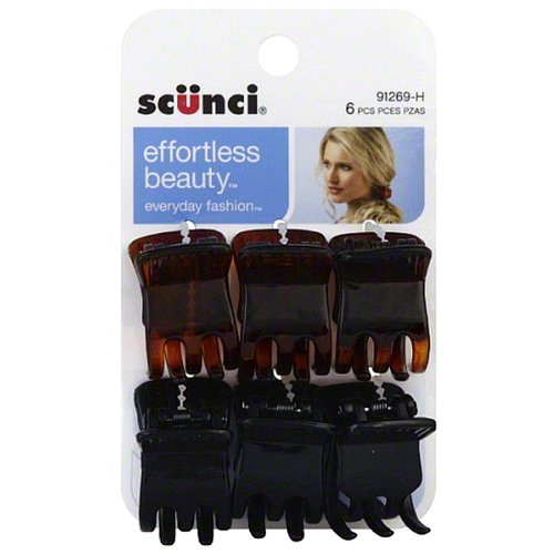 Scunci Effortless Beauty Everyday Fashion Mini Jaw Clips 6 ea (Pack of 3)