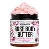 Rose Body Butter for Dry Skin with Whipped Shea Butter and Pure Rose Essential Oil | Ultra Hydrating Rose Lotion for Women | All Natural Moisturizer with No Synthetic Fragrances