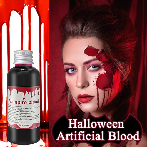 Fake Liquid Blood Washable,Realistic Halloween Zombie Vampire Fake Blood Makeup for Clothes Cosplay Bride Theater Monster SFX Makeup Dress Up