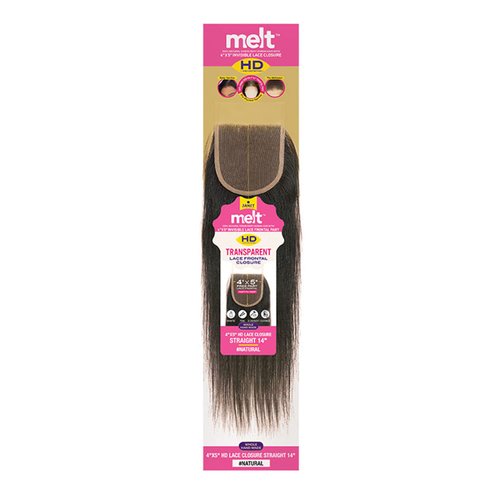 JANET COLLECTION Natural Virgin Remy Human Hair Melt 4X5 HD Lace Closure Straight (10"-14") (12 Inch, NATURAL)