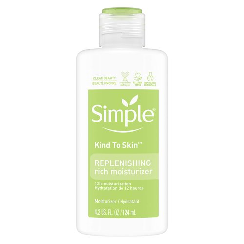 Simple Kind to Skin Face Moisturizer For Sensitive Skin Replenishing Rich 12-Hour Moisturization for All Skin Types 4.2 oz
