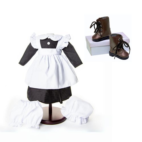 The Queen's Treasures 18 in Doll Clothes and Accessories, 5 PC Kitchen Maid Uniform with Dress, Cap, Apron, Pantaloons. Includes Boots. Fits American Girl Dolls. Doll NOT Included