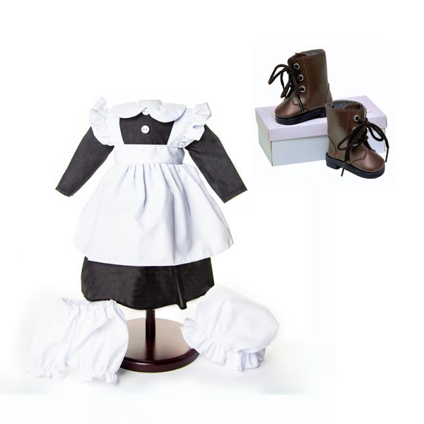 The Queen's Treasures 18 in Doll Clothes and Accessories, 5 PC Kitchen Maid Uniform with Dress, Cap, Apron, Pantaloons. Includes Boots. Fits American Girl Dolls. Doll NOT Included