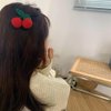 2Pcs Girls Hair Clips, Handmade Crochet Sweet Cherry Shape Hair Barrettes, Manual Knitted Cute HairPins Alligator Clip Hand-Woven Creative Hair Slide, Fashion Hair Accessories for Kids Teens Gifts