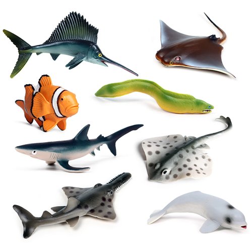 RCOMG 8PCS Sea Animal Figures, Plastic Ocean Animal Figurines Toy for Kids Toddlers, Realistic Marine Creature Educational Toy Party Favor Cake Topper