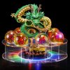 The Novel Children's Toy Dragon Transparent Play Balls Set Contains Dragon Statue + Ball 4.3cm + Acrylic Base + LED Disc+Gift box Star can be Used as Home Decoration, Birthday Gifts and Toys.
