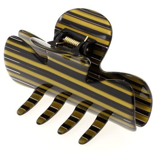 Camila Paris CP3008 French Hair Clip for Women, Small Handmade, Black and Gold, Girls Hair Claw Clips Jaw Fashion Durable Styling Hair Accessories for Women, Strong Hold No Slip Grip, Made in France