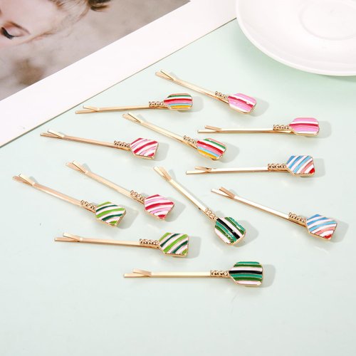 12PCS Pickleball Hair Clips for Women Colorful Pickleball Paddle Hairpins Sport Game Day Hair Bobby Pins Pickleball Hair Accessories Outfits Gifts Party Favors (Pattern B)