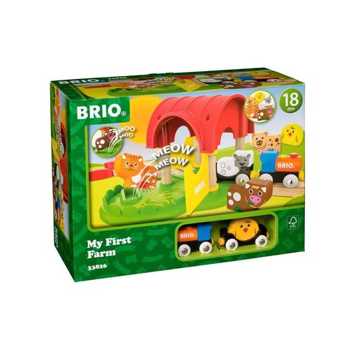 BRIO World - 33826 My First Farm | 12 Piece Wooden Toy Train Set for Kids | Interactive Learning Experience | FSC-Certified Wood | Suitable for Ages 18 Months and Up