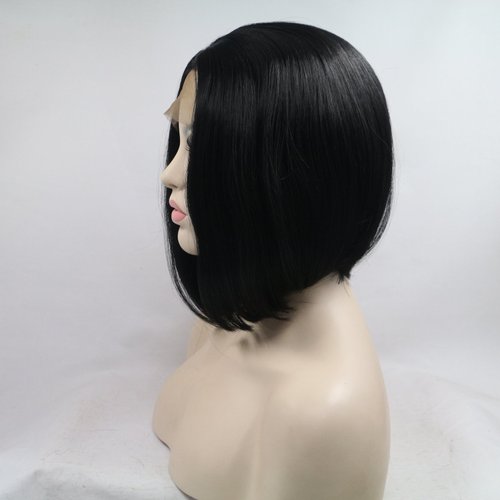 xiweiya Natural Black Wig Short Bob Hair Synthetic 13 * 3 Lace Front Wigs Heat Resistant Fiber Hair Glueless Soft Lace Replacement Wig Gifts for women 14 inch
