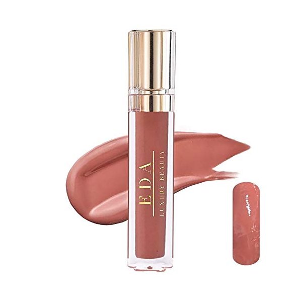 EDA LUXURY BEAUTY Lip Gloss, Non-Sticky, High Shine Finish Liquid Lipstick, Nude (Nude Glam)