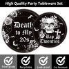 gisgfim 30th Birthday Party Supplies Tableware Set for 24 Guests Death To My Twenties Birthday Party Paper Plates Napkins Disposable Black Rip To My 20s Decorations Favors for Funeral My Youth Party