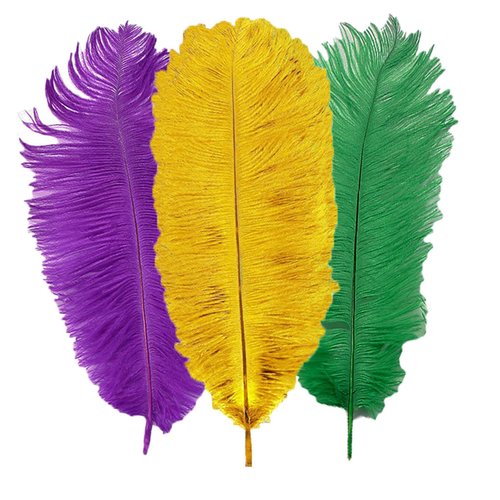 Mardi Gras Ostrich Feathers 9-11 Inches, Colored Feathers for Crafts, Natural Green, Gold and Purple Feathers for Mardi Gras Party Hair Accessories and Costume Decoration