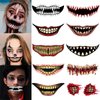 10 PCS Halloween Temporary Tattoo Stickers, Prank Makeup Clown Vampire Horror Mouth Fake Tattoo Stickers, Scary Big Mouth Face Tattoos Decals Kits Prank Props, Halloween Cosplay Party DIY Decorations