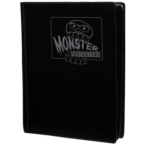 Monster 4 Pocket Trading Card Binder - Matte Black Album, Anti-Theft & Anti-Drop TCG Protection w Side Loading Padded Pockets, Double Sided, Holds 160 Cards, For Sports, Gaming, Kpop, Christmas Gift