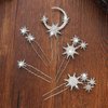Unicra Star Moon Bride Wedding Hair Pins Crystal Bridal Hair Pieces Rhinestone Goddess Hair Accessories for Women and Girls (Pack of 5) (Silver)