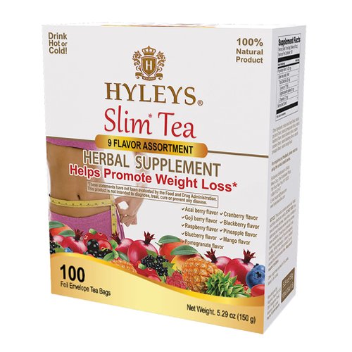 Hyleys Slim Tea 9 Flavor Assortment 100 Ct - Weight Loss Herbal Supplement Cleanse and Detox - 100 Tea Bags (1 Pack)