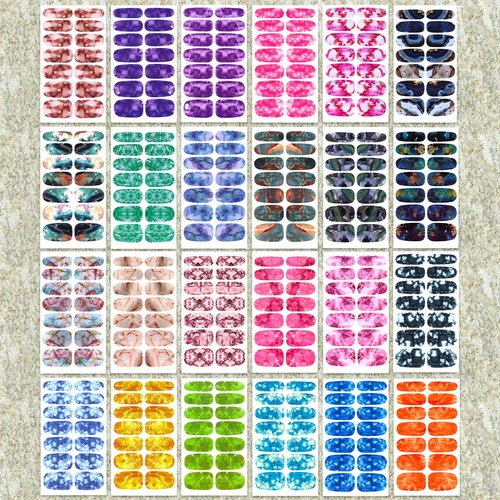 JERCLITY 24 Sheets Candy Gradient Color Marble Nail Polish Strips Stickers Adhesive Marble Nail Decals Nail Strips for Women DIY Nail Art Manicure Kit