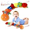 ZUCOOP Baby Musical Worm Soft Infant Toy, 6 Different Sensory, Crinkle and Rattle Stuffed Animals for Newborn Toy Tummy Time 0-3-6-12 Months Old Girl Boy Gifts, Cuddly Caterpillar