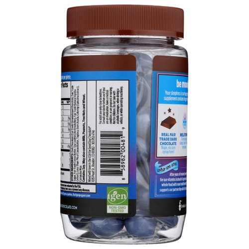 Good Day Dark Chocolate Melatonin for Adults [ 80 Count ] - Fair Trade Non-GMO Dark Milk Chocolate with Chamomile and Melatonin 1 mg - Adult Melatonin, Adult Natural Sleep Aid Supplement