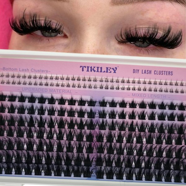 TIKILEY Fluffy Lash Clusters with Bottom Lashes Cluster Thick 10-22mm Wispy Individual Lashes Volume Eyelash Extension