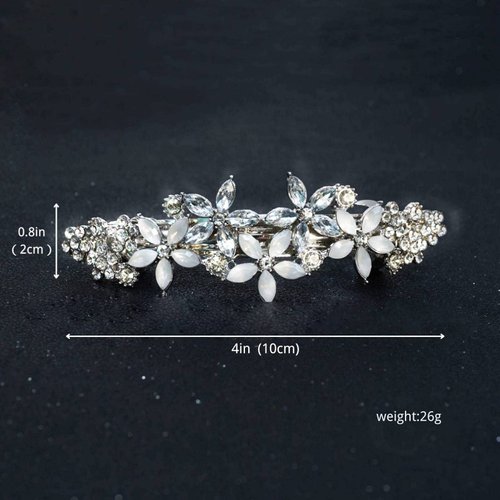 Goledwedy Hair Clips (2PCS) - Silver Rhinestone Flower Bridal Hair Clips, Fancy Hair Accessories for Women, Rhinestone Hair Barrettes for Women, Ideal for Wedding, Party, Evening, and Other Occasions
