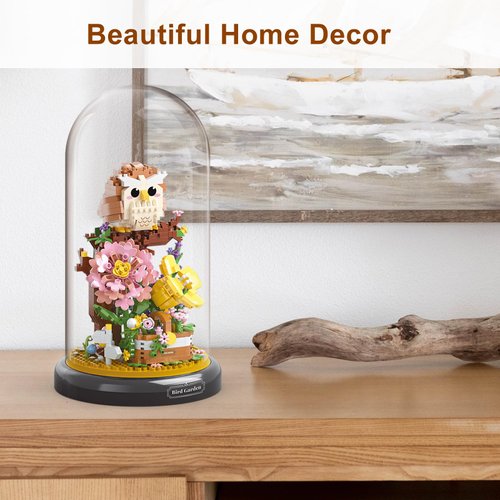 QARULUS Owl Flower Bouquet Building Set Plants Friend Set Adults Bonsai Tree Party Favors for Kids Animal Building Blocks Set Valentine's Birthday Gift for Girlfriend Boys Girls Age 6-12+(Owl Garden)