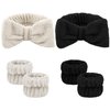 ACO-UINT 6Pcs Spa Headbands and Wrist Washbands Set, Headbands for Washing Face Towel Wristbands Make Up Headbands, Skincare Headbands Absorbent Wrist Sweatband (Black and Khaki)