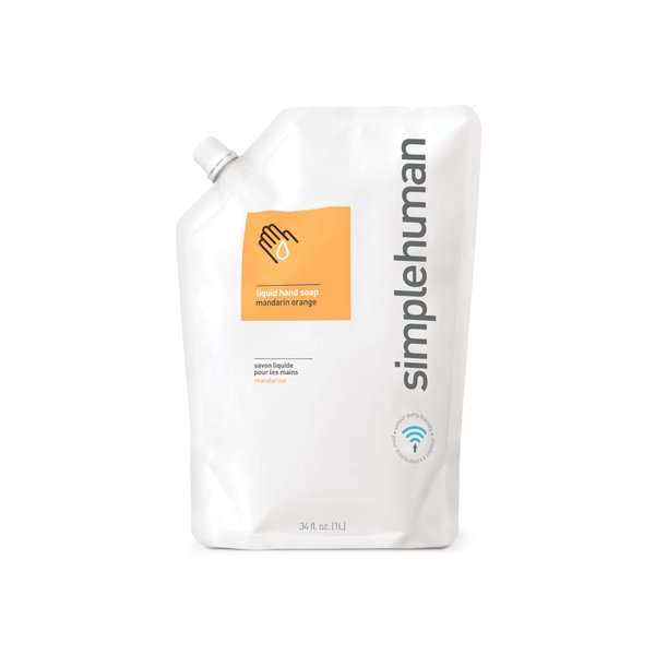 simplehuman Mandarin Orange Moisturizing Liquid Hand Soap Refill Pouch, 34 Fl. Oz.
