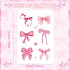 144PCS Pink Coquette Bows Temporary Tattoos Stickers, Coquette Birthday Decorations Coquette Tattoos Stickers Pink Bow Party Favors for Coquette Bachelorette Wedding Party Decor