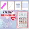 Square Press on Nails Short - TUZADNW Flower Design Short Fake Nails Press ons,24 Pcs Artificial Nude Full Cover Glue on Nails Glossy Stick on Acrylic Nails for Women