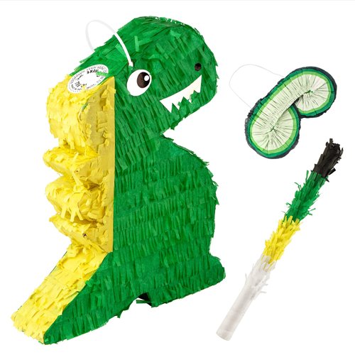IMPRESA Dinosaur Pinata for Dinosaur Party Decorations - Dino Pinata Includes Blind Fold & Baton - An Addition to a Dinosaur Birthday Party and Dinosaur Party Games - 1 Set Pinata Dinosaur