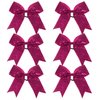 Cheer Bow Sequin 6 Inch 6 Pcs Bling Fling Cheerleader Cheerleading Jumbo Cheer Bow Hair Tie Hair Bow School (Shocink hot pink)